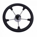 Boat Accessories Marine 13 1/2 Inch stainless steel 5 Spoke Destroyer Steering Wheel with Black Foam|Marine Hardware| - Office