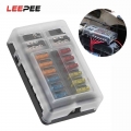 Leepee 6/12 Ways Blade Fuse Block For Car Marine Light 12v 32v Fuse Box Holder With Led Indicator M5 Stud Plastic Cover - Fuses