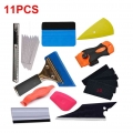 11pcs Vinyl Film Car Accessories Wrap Tools Carbon Sticker Installing Rubber Scraper Cut Knife Kit Window Tint Magnet Squeegee -