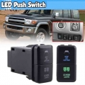 12v Car Dual Led Light Bar Blue/green On-off Push Switch Button For Toyota Prado Reiz Hilux Landcruiser Light Button