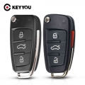 Keyyou Repalcement Folding Car Key Shell For Audi Tt Q3 A8 A6 C5 C6 A4 B6 B7 A3 3 Buttons Hu66 Uncut Blank Auto Case - Car Key -