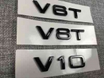 2X Car Styling ABS Glossy Black V6T V8T V10 Side Body Emblem Tail Trunk Fender Badge Sticker For Audi A4 A3 A5 A6 A1 Q3 Q5 Q