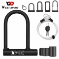 WEST BIKING Anti theft Safety Bicycle U Lock MTB Road Bike Wheel Lock 2 Keys Motorcycle Scooter Cycling Lock Bicycle Accessories