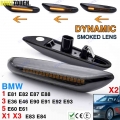 2x Dynamic Side Marker Flowing Lights Car Styling Led Side Indicator Turn Signal Light Smoked Lens For Bmw E46 E90 E83 E X1 X3 -