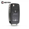 Keyyou New 2 Button Folding Flip Remote Key Replacement Case Fob Shell For Vw Volkswagen Transporter T5 Polo G Uncut Blade - Car