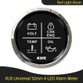 KUS 2" Universal Boat Car Engine 4LED Volt Water Temp Oil Pressure Alarm Indicator Gauge Meter With Red/Yellow Backlight 1