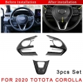 3pcs Car Steering Wheel Cover Trim Carbon Fiber Black For Toyota Corolla 2020 Auto Steering Wheel Cover Trim Sticker|Interior Mo