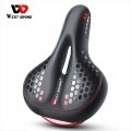 West Biking Soft Bicycle Saddle With Tail Light Silicone Gel Comfortable Mtb Bike Seat Cycling Bike Cushion Warning Lamp 3 Mode