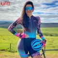 Kafeet New Women's Triathlon Long sleeved Cycling Jersey Professional Jersey Sportswear One piece Racing Suit Cycling Overal