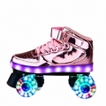 2021 New Style Led Rechargeable 7 Colorful Luminous Double Row 4 Wheel Roller Skates Patines Outdoor Men Women Shoes|Skate Shoes