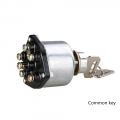 JK406 Car Truck Start Ignition Switch with 2 Keys Preheat Start Switch with 6 Wiring Points for Car Tractor Trailer