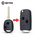 Keyyou Modified 2/3 Buttons Flip Car Key Shell Case For Toyota Camry Rav4 Corolla Prado Yaris Replacement Fob Uncut Toy43 Blade