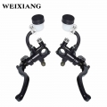 7/8" 22mm Front Left & Right Motorcycle Push Type Brake Pump Adjuatble Master Cylinder Black Disc Brake Lever 19mm Post