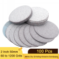 100PCS 2 Inch 50mm Sanding Discs Hook & Loop White Dry Grinding Abrasive Sandpaper 60 to 1200 Grit for Wood Metal Car Sandin