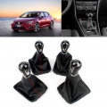 5/6 Speed Gear Stick Shift Knob With PU Leather Boot For SEAT Leon III 3 MK3 5F 2012 2013 2014 2015 2016 2017 Car styling| | -