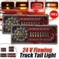 2pcs 24V LED Dynamic Car Truck Tail Light Taillight Turn Signal Lmap Rear Indicator Brake Lights for Lorry Trailer Van Caravan|T