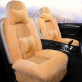 Car seat cover winter plush car seat without backrest three piece comfort warm winter short plush seat cover single seat cushio