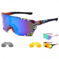 Polarized Mountain Bike Cycling Glasses Outdoor Sports Bicycle Goggles Uv400 Men Women Sport Sunglasses With 3 Lenses Option - C