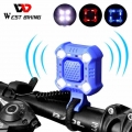 WEST BIKING 140 dB Bike Bell 4 Lamp Cycling Light 1200mAh Electric Horn Waterproof USB Charging Loud Alarm Security Bicycle Bell