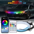 Okeen Rgb Led Colorful Car Headlight Strip Universal Daytime Running Lights Car Hood Decorative Light Bar App Remote Control 12v