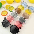 2022 New Cute Pink Cat Ear Kids Sunglasses Cat Eye Children Glasses Girls Red Black Baby Boys Round Eyeglasses Party Outdoor - C