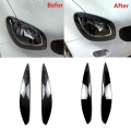 2pcs Abs For Benz Smart 453 Fortwo Forfour 2015-2020 Car Headlight Eyebrows Headlamp Eyelid Cover Trim - Interior Mouldings - Of