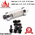 Precision Auto Labs 1/4" 3/8" 5/16" Universal Clear View Inline Fuel Filter Chrome Plated Hose Barb 9706 - Fuel F