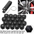 20pcs Tool Free Wheel Center Lug Bolt Nut Cap Cover Fit for Audi A3 A4 A5 A6 Q5 Q7 Black Plastic 321601173A|lug bolt|nut capbolt