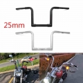 For Harley Sportster Chopper Bobber Softail Dyna Black/Chrome 1'' 25mm Z Bar Pullback Motorcycle Handlebar 1pcs|Handleba