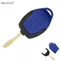 Okeytech 1pcs/lot 3 Button Replacement Transit Connect Remote Key Shell Case Blue Styling Cover For Ford Transit - Car Key - Off