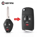 KEYYOU Modified Remote Flip Folding Key Shell Case Keyless Fob For Mitsubishi Galant Outlander Eclipse Lancer 3 4 Buttons|Car Ke