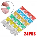 24pcs Auto Car Truck Motorcycle Fuses 5a 10a 15a 20a 25a 30a Mixed Sizes Low Profile Kit Micro Mini Blade Fuse - Fuses - Officem