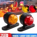 2 Pcs Red Amber Corner Side Marker LED Light Outline Lamp Truck Trailer Van Bus 12V|Truck Light System| - Ebikpro.com