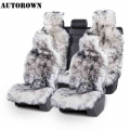 AUTOROWN Car Seat Cover 1 Set Universal Size Natural Australian Sheepskin Car Sear Cushions Auto Interior Accessories For Winter