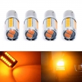 4pcs Amber 1156py Bau15s Py21w Led 33smd Car Turn Parking Signal Lights Brake Tail Reverse Signal Bulb Rear Warning Lamp - Signa