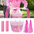 1 Set Bike Front Handlebar Basket + Retro Tassels Streamers For Kids Boys Girls Bicycles Tricycles Scooters Bike Handlebar Cover