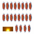 Krator 20PCS LED 12V 24V Amber 3 LED Side Marker Lamp Clearance Lamp Fish Shape Truck Van Trailer Waterproof|Truck Light System|