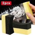 2Pcs Car Cleaning Sponge Brush Car Wheel Tire Wash Wipe Water Suction Sponge Pad Wax Polishing Tyre Brushes Tool Car Accessories