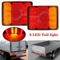 2x 12V 8Led Durable Car Truck LED rear tail light Lamp Brake Warning Light for Trailer Caravans UTE Campers ATV Bus|Truck Light