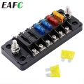 10 32V Car Fuse Cover Box Holder M5 Stud With LED Indicator Light 6 Ways Blade Block with Fuse for Auto Car Boat Marine Trike|Fu