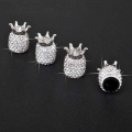 4pcs Crown Bling Diamond Crystal Wheel Caps Rhinestone Clay Abs Car Tires Valves Tyre Stem Air Valve Caps Airtight Cover Bling -