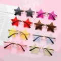 Rimless Star Shape Sunglasses Driving Trendy Eyeglasses Women Men Party Glasses Funny Pentagram Eyewear Christmas Decor - Glasse