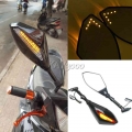 2 X Led Turn Lights Side Mirrors Turn Signal Indicator 10mm Motorcycle Rearview Mirror For Honda Suzuki Kawasaki Ducati Yamaha -