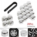 20Pcs Universal Anti Rust 17 Chrome Glossy ABS Auto Trim Tyre Wheel Nut Screw Bolt Protection Covers Caps Car Styling|Nuts &