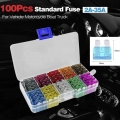 100pcs 50pcs Car Fuses 2a 3a 5a 7.5a 10a 15a 20a 25a Amp Blade Box Set Clip Fuse Type Truck With 35a Auto 30a Assortment - Fuses