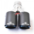 1pc Glossy Straight Carbon Stainless Steel Dual Tip Equal Length Muffler Pipe End Tail Middle Exhaust Tip With Remu Logo - Muffl