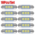 10pcs/set C5w Led Lights C10w Car Dome Bulbs Festoon Auto License Plate Lampcar Interior Reading Lights 12v White Light 31-41mm