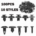 100pc Car Plastic Clips Rivet Set Push Auto Trunk Bumper Rivet Fastener Push Fender For Car Screw Clips Body Bumper Kit Fas X5h4