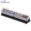 12 Way Fuse Box DC 12V 24V 32V 40A 1Pcs Plastic Cover Car Fuse Box Blade Block Holder with 10 Fuses for Auto Boat Marine Trike|F