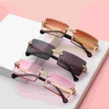 Colorful Rimless Rectangle Sunglasses Vintage Driving Sunglasses Women Men Frameless Metal Uv400 Eyewear New Summer Glasses - Gl